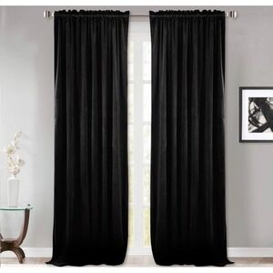 StangH Black Velvet Blackout Curtains 52x84 Set of 2 Thermal Insulated Panels